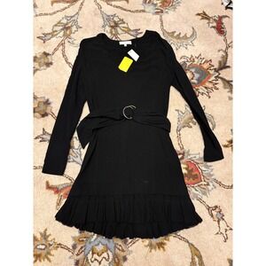 IRO Paris Callia 16W Wool Blend Belted Ruffle Hem Mini Dress Sz EU 40 US 8 NWT